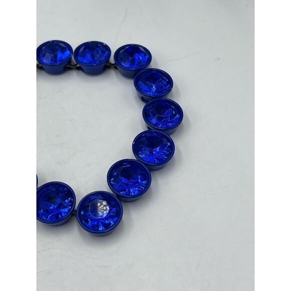 J. Crew Bright Blue Brûlée Faceted Bezel Set Collar Rhinestone Necklace - Picture 14 of 16